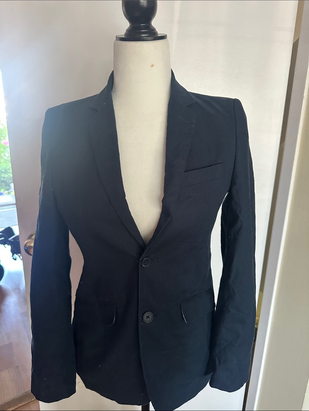Men's Black Two-Button Notch Lapel Blazer